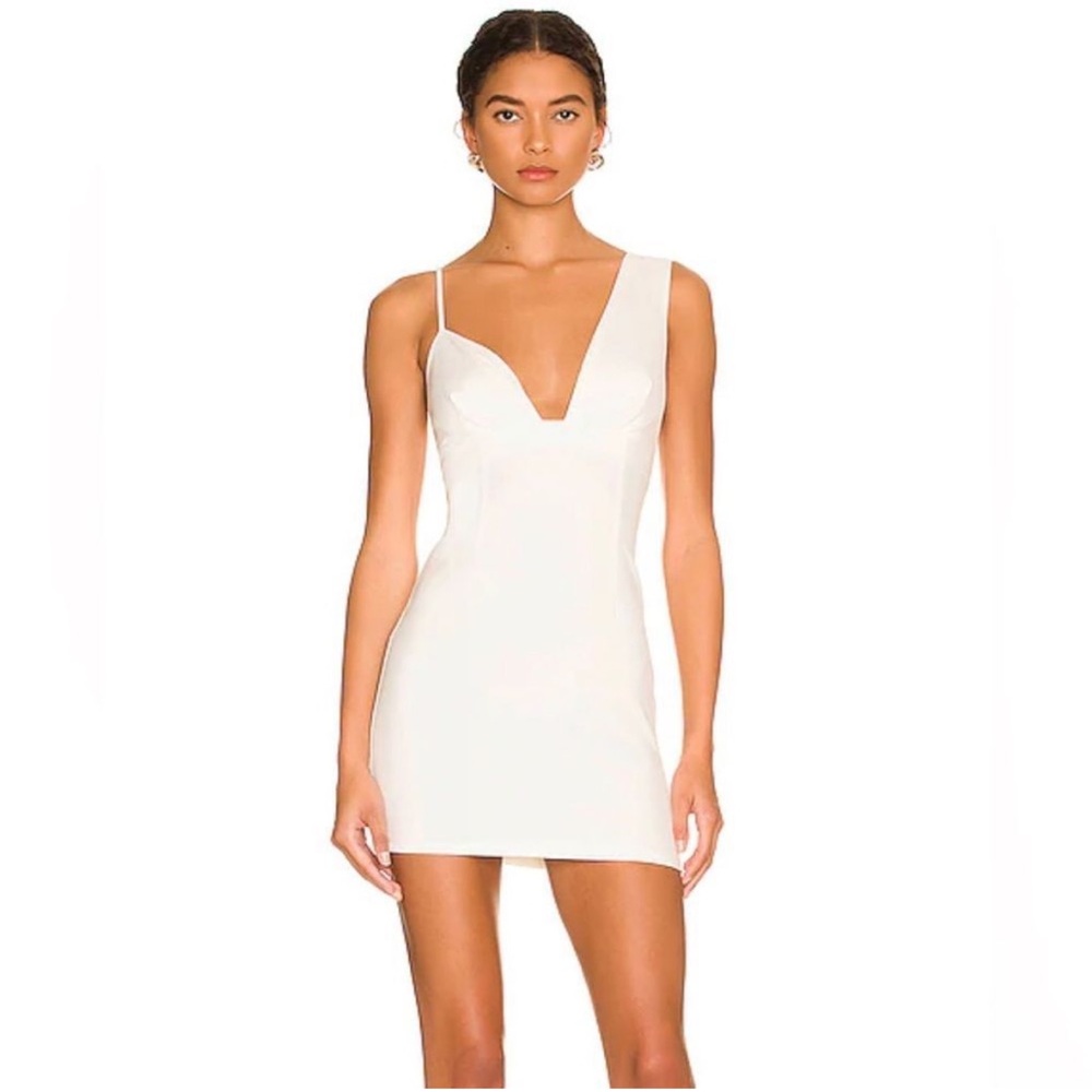 Superdown Eleanor Mini Dress Asymmetric Minimalist in White Modern XS